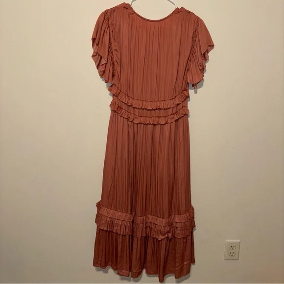 Bohme Willa Ruffle Dress Rust with Ruffle Tiers Size Small - Picture 6 of 8